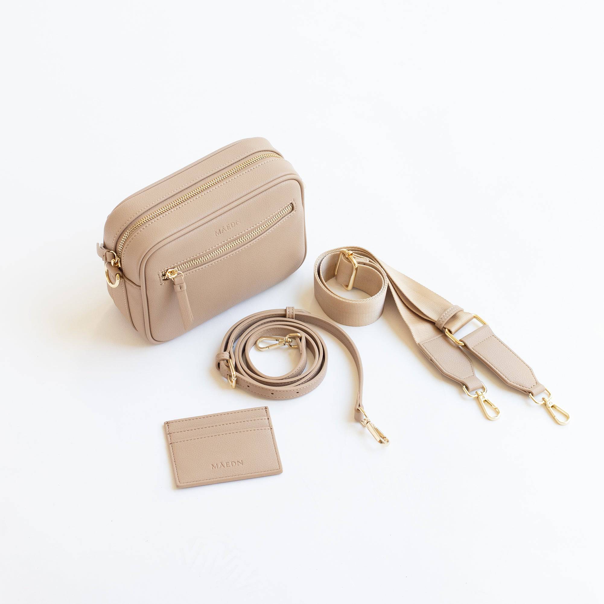 Taupe Classic Zip Crossbody - Māedn