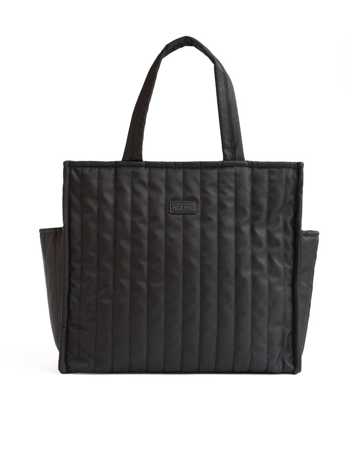 black quilted travel tote bag Black Quilted Tote