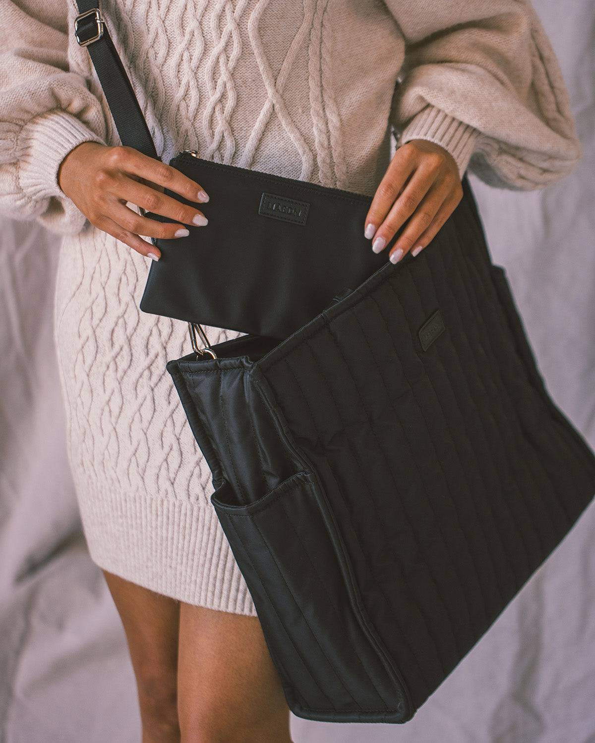 Black Quilted Tote - Māedn